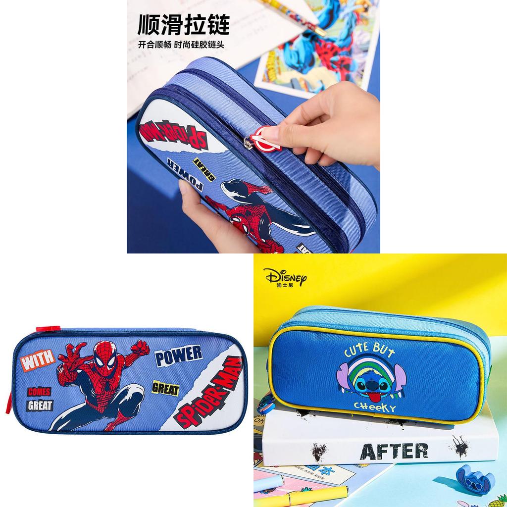 Spider Man Kids Pencil Case With Dual Layers Cartoon Stationery Storage For Elementary School