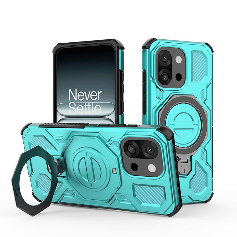 KEYSION Shockproof Magnetic Case for OnePlus 13S 5G Silicone+PC Upright Live Metal Ring Stand Phone Back Cover for OnePlus 1+13T