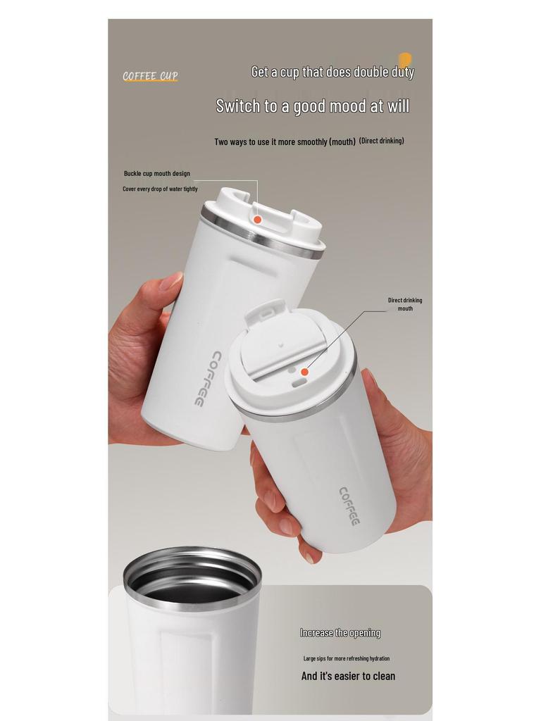 Insulated Stainless Steel Coffee Cup with Smart Temperature Display and Lid - Portable Gift for Men and Women