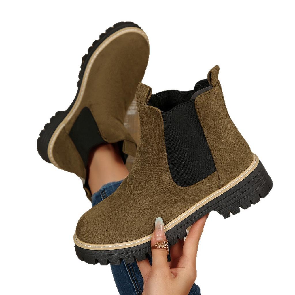 Martin Boots 2025 New Round Head Fashion Leather Boots Matte Chelsea Boots Foreign Trade Casual Versatile Women's Boots