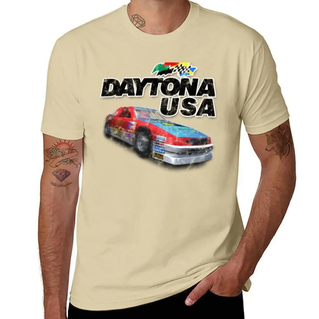 Übergrößen Tops Herrenbekleidung Custom T-Shirts Designe deine eigenen Workout-Shirts für Männer Daytona USA Distressed Auto Logo T-Shirt