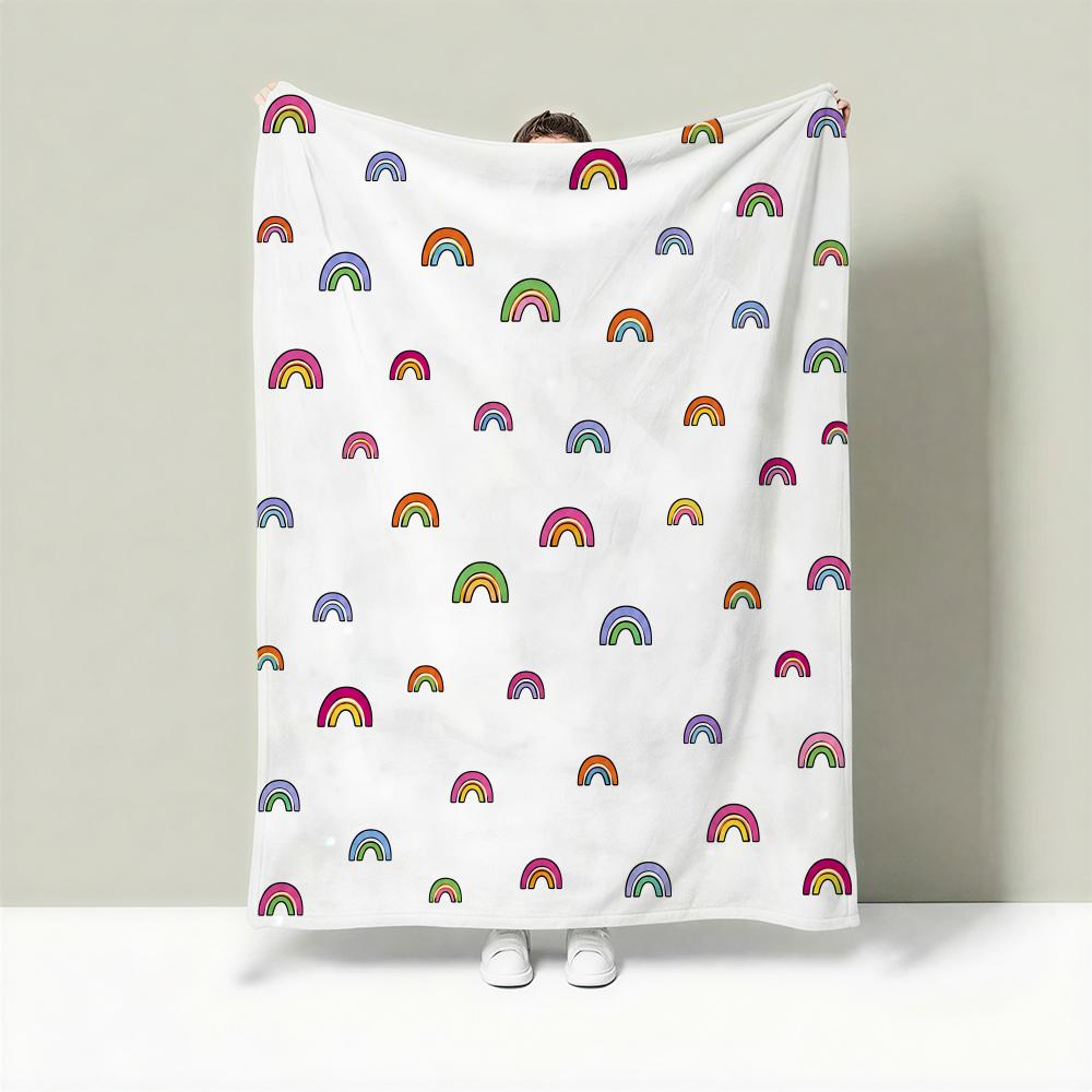 Tiny Kid Motif Set Throw Lightweight 240G Flannel Blanket Soft Skin-Friendly For Summer Cooling
