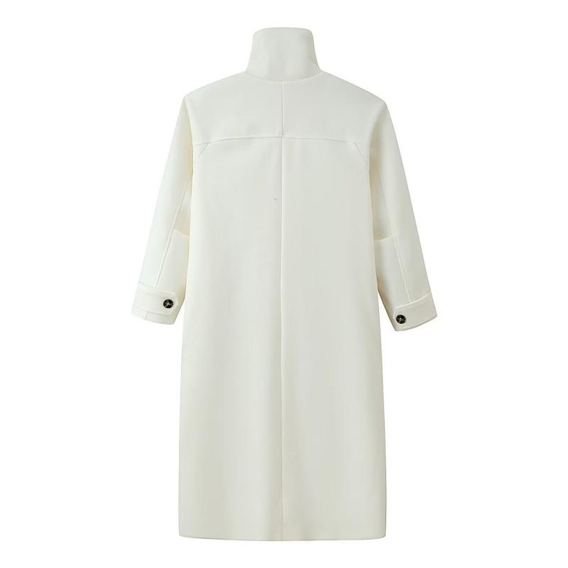 Womens Oversized Wool Blend Long Coat With Stand Collar Street Style Winter Outerwear