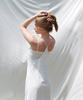 Pin Black Linen Halter Dress White