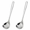 2Pcs Rustless Steel Soup Spoon Comfort‑grip Moderate Deep Household Scoop Mirror‑polished Solid Handle Soup Utensil Hot‑pot
