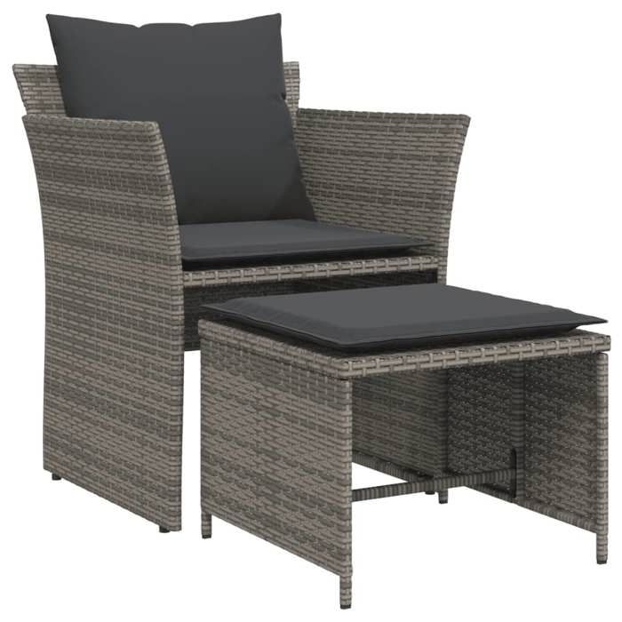 VidaXL Chaise de jardin avec tabouret gris résine tressée, siège de jardin, siège d'extérieur, chaise d'extérieur, chaise de 368618
