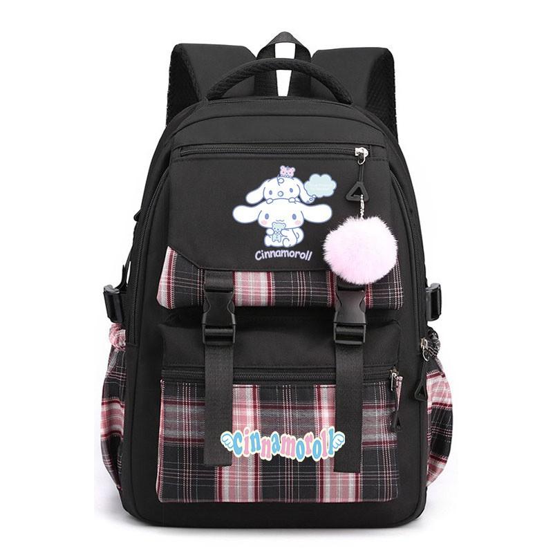 Cinnamoroll Kids School Backpack Boys Girls Large Capacity 20-35L Nylon Dual Strap Bag With Arc Shoulder Straps