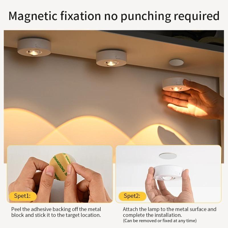 RGB LED Cabinet Light Magnetic Rechargeable Spotlight Remote Control Dimmable Wardrobe Display Case Lamp Type-C Charging
