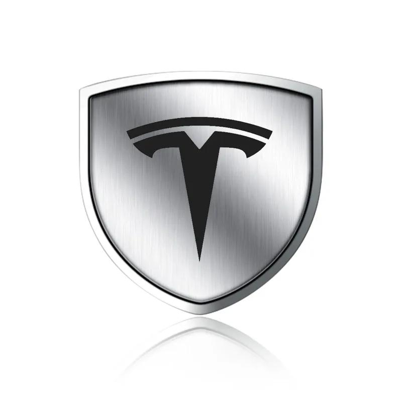 

Car Sticker Tesla For Tesla Model 3 2021 Model S X Y Style Roadster Invader 3D Metal Car Body Fender Emblem Shield Stickers Deco срібний