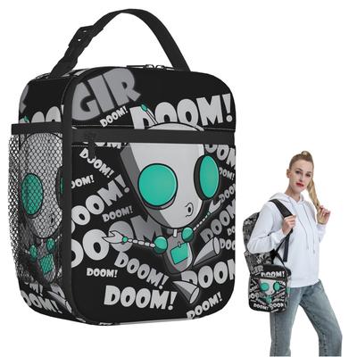 Gir Invader Zim Anime Insulated Lunch Bag for Women Kids Leakproof Food Boxes Thermal Lunch Box Tote