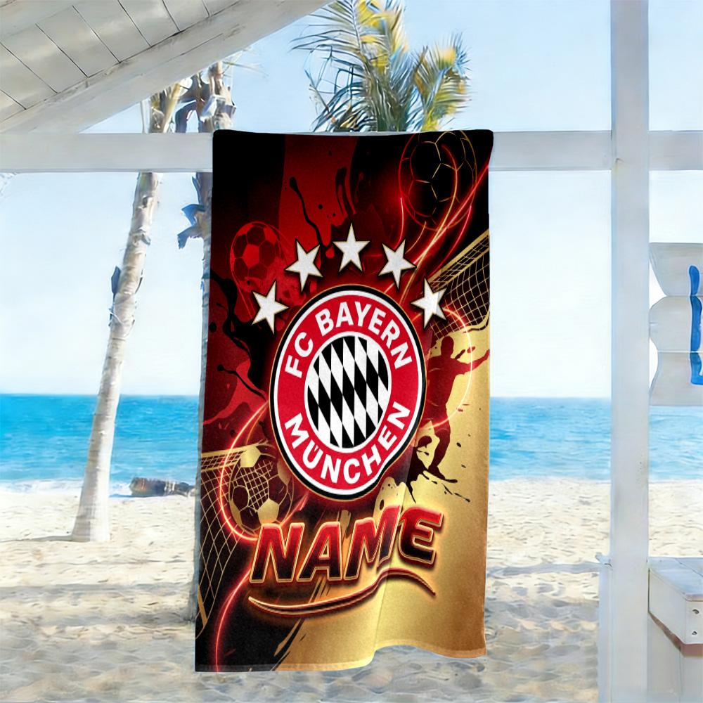 Bayern Munich Fan Art Customize Your Name Beach Towel Super Soft Microfiber Quickdry Fabric