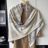 130*130cm 30% Seide +70% Wolle Schal Retro Vintage Luxuriös Weich Stola Groß Warm Winter Wickeltuch für Damen
