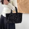 New Tote Bag Large Capacity Shiny Handbag Women's Niche Silver Sequined Bag