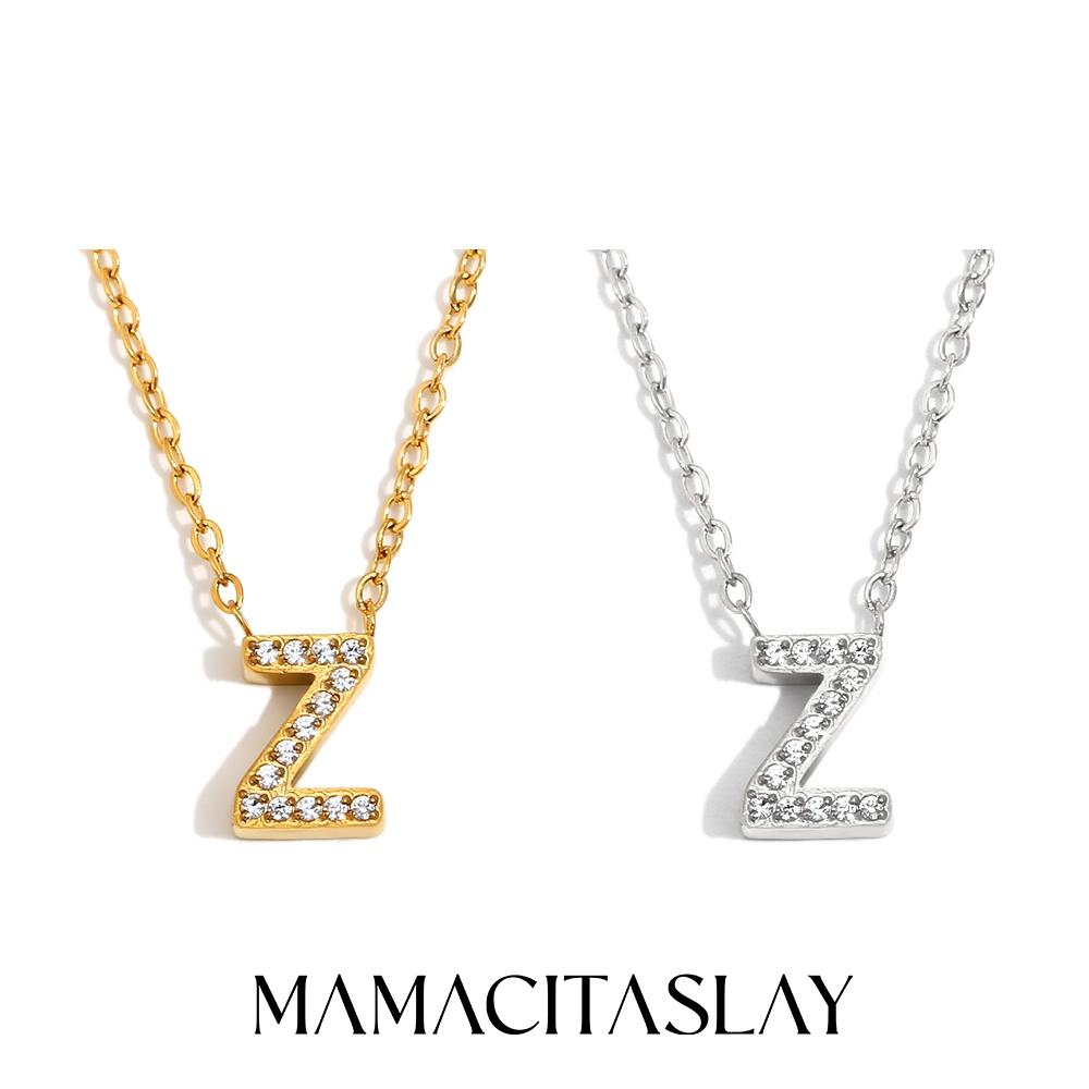 MamacitaSlay Classic 316L Stainless Steel Letter Necklace Waterproof 18K Gold Plated Jewelry Women's Elegant Neck Jewelry Gift