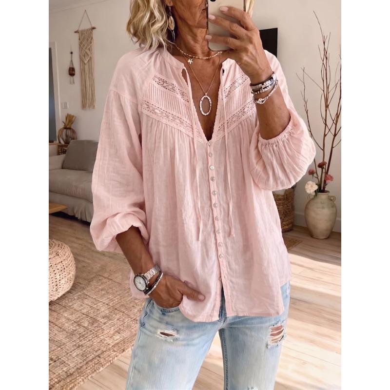 IHUASU Bluse e Camicie Casual da Donna con Scollo a V e Maniche Lunghe
