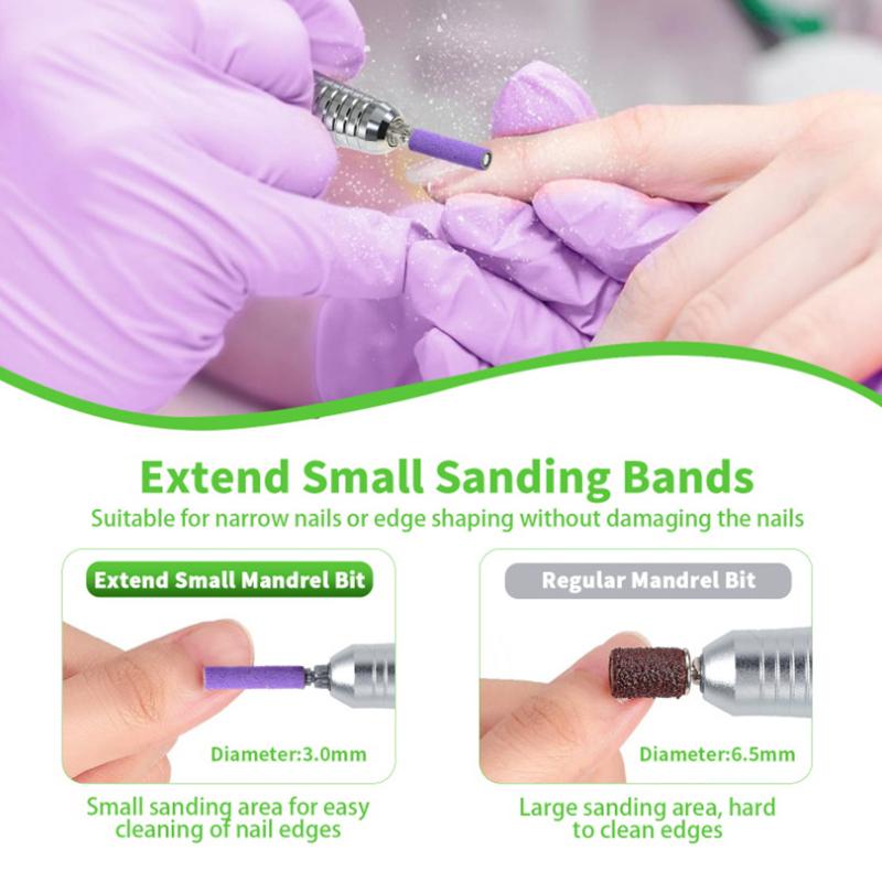 20Mm Long Sanding Bands,Nail Art Grinding Sanding Bands With Bit Nail Art Removal Sand Bands Nail Grinding Tool #120/#180/#240