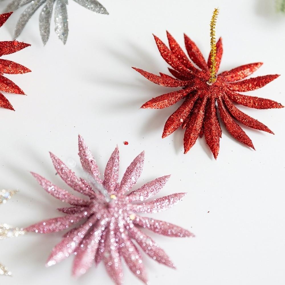 Glitter Artificial Christmas Flower DIY Xmas Decorative Flowers  HolidaySupplies
