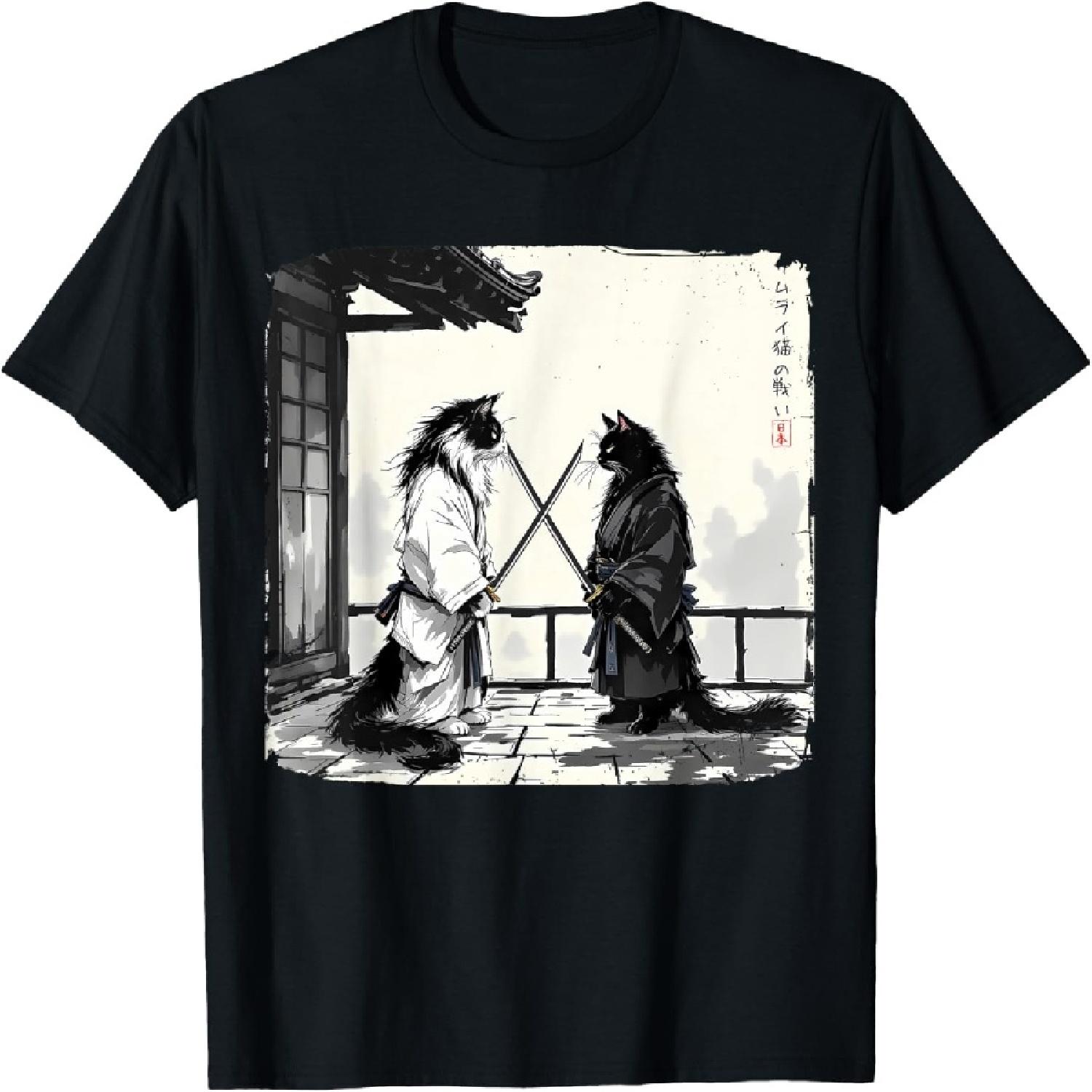 

Japanese Samurai Cats Fighting Vintage Ukiyo-e Warrior Art T-Shirt XXXXXL різнокольоровий