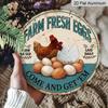 2D Flat 1pc, 8x8 In, Fresh Eggs From The Farm Metal Sign - Rustic Farmhouse Aluminum Metal Decorative Signs & Plaques, Durable Indoor/Outdoor