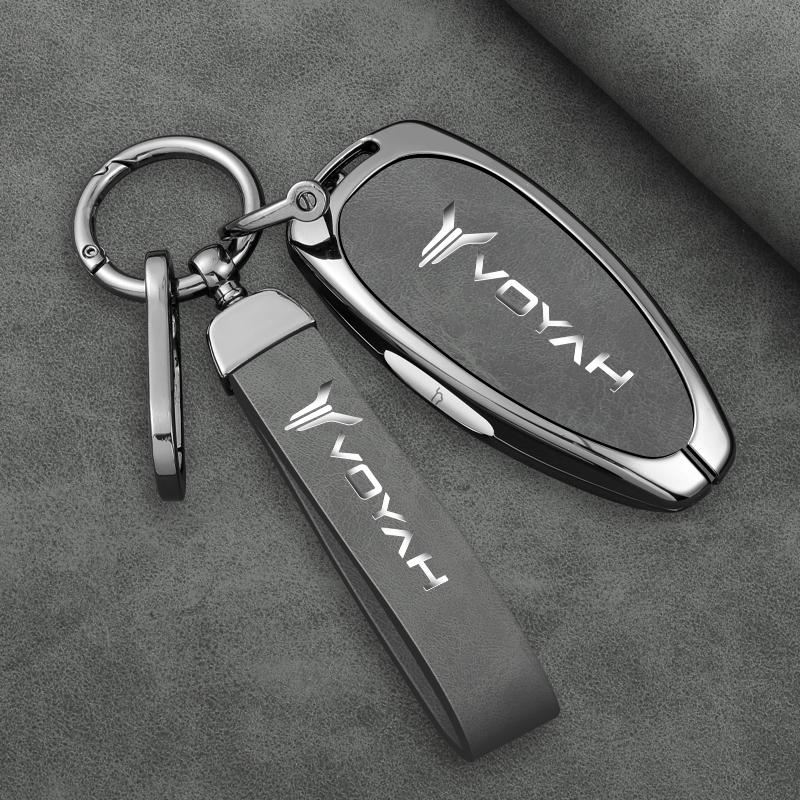 Interior Mouldings Zinc Alloy Leather Car Key Case Cover Shell Fob For Voyah Free I-Land Dreamer 2021-2023 Keychain Auto Key Pro
