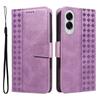 For Samsung Galaxy S25 Edge Leather Case Wallet Stand Grids Imprinted Phone Cover with Strap