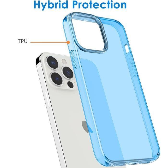Coque - BOOLING - pour iPhone 14 Pro - Silicone Bleu - Souple - Protection Optimale - 2 Verres Trempés