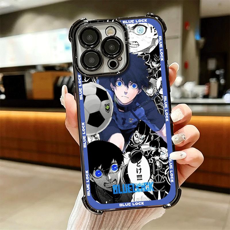Anime Blue L-Lock Manga Soft Phone Case For iPhone 15 16 17 Air 14 Pro Max 16E Plus 13 12 Mini Plating Anti-Fall Fundas