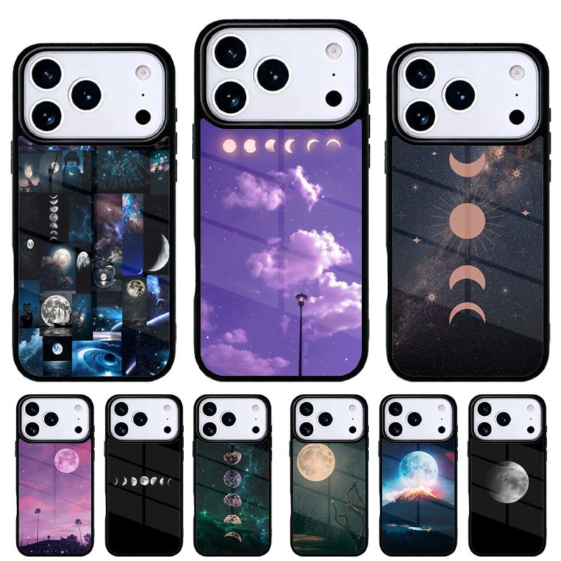 Space Sky Moon Phone Case for iPhone 17 Air 16e 15 14 13 Pro Max Back Cover for 12 11 Pro Coque