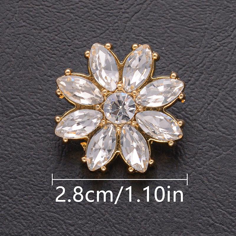 New 5Pcs Luxury And Beautiful Flower Inlaid Rhinestone Metal Buttons Clothing Gift Boxes Scarves Hats DIY Decorative Accessories