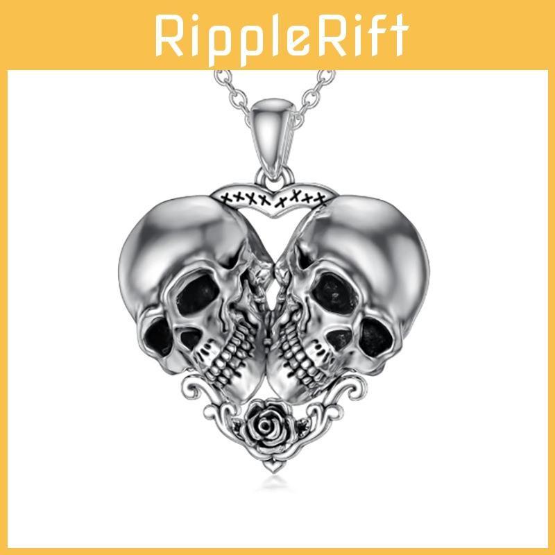 Skull Geometric Silver Pendant Necklace  Alloy Material Fashion Decoration Gift