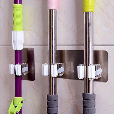 Organizer Hanger Rack Wall Hanging Mop Kitchen Mop Holder Broom Rack Mop Clamp Sticking Hook
