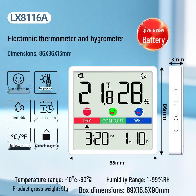 Rongce Farbbildschirm Innen-Thermometer & Hygrometer: Multifunktional, Großes Display, Smiley Elektronisch Digital.
