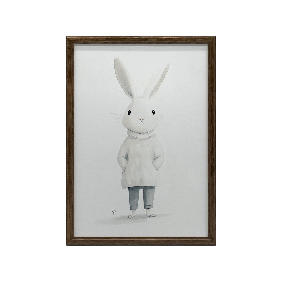 Plakat Uroczy Królik W Sweterku Plakat Uroczy Królik W Sweterku, 50X70 Cm, Bez Ramy, Płótno Premium Na Blejtramie