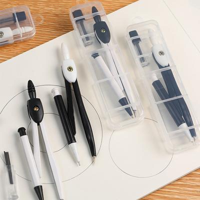 2-in-1 Metallzirkelset mit Automatikbleistift Geometrie Zeichenwerkzeug für Schüler Büro Präzise Tragbare Aufbewahrungsbox für Mathematik Kunst & Ingenieurwesen