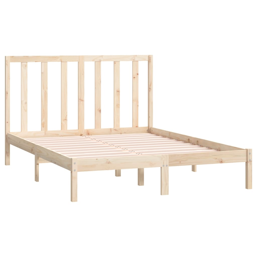 Solid Wood Bed Frame without Mattress 135 x 190 cm Pine Wood