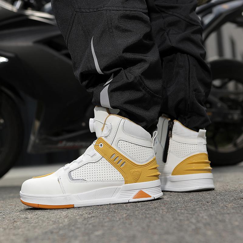 New Cowhide Motorcycle Shoes for Men, Motorcycle Commuter Protection, Wear-resistant, Breathable Cycling Shoes for Women, Swivel Buckle