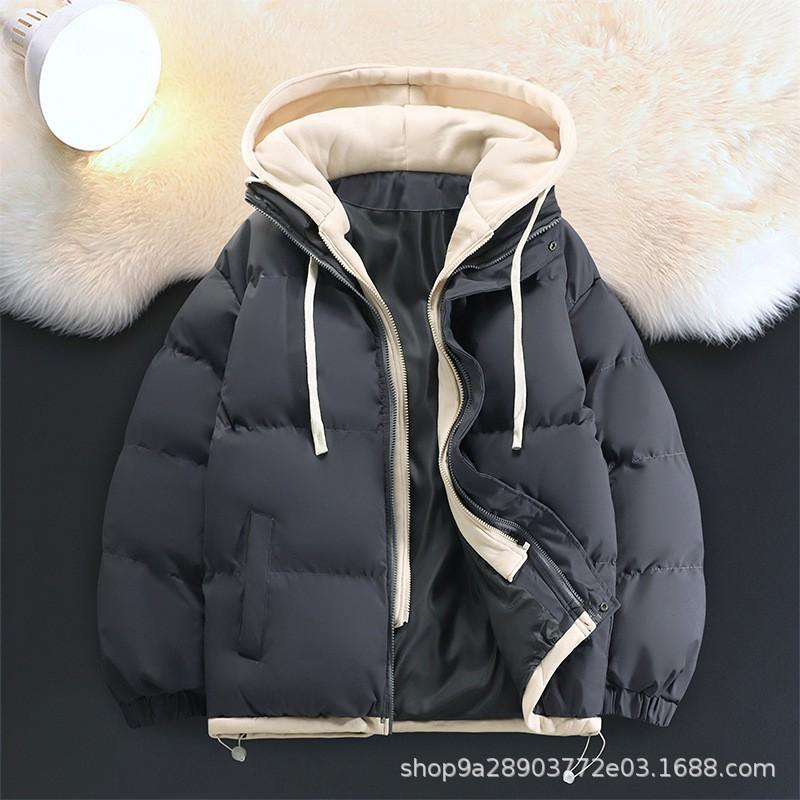 Mens Hooded Thick Cotton Puffer Jacket Winter Warm Outerwear Youth Casual Wear
