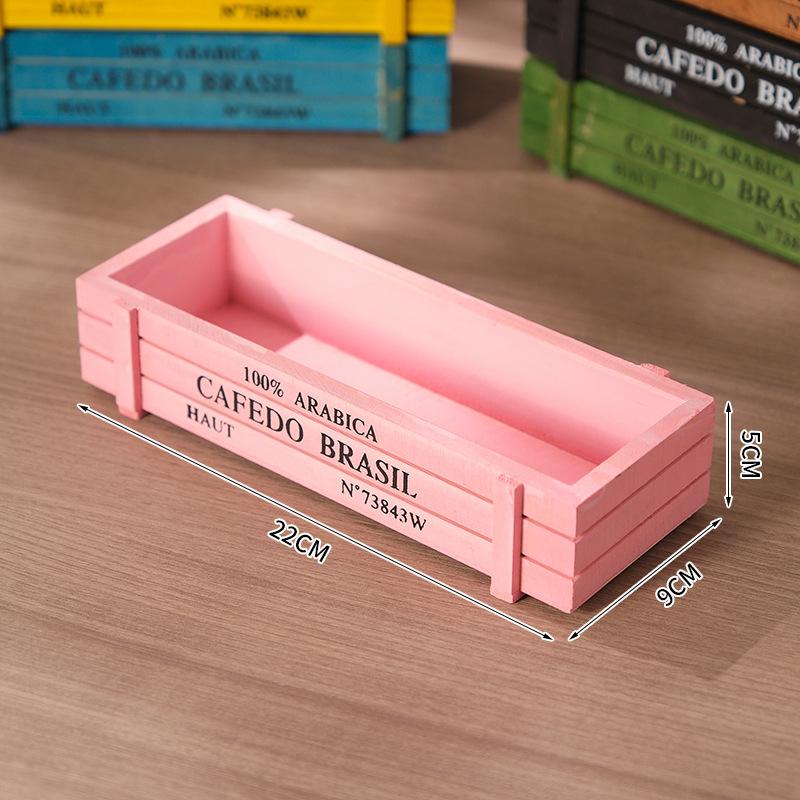 

Retro Garden Plant Pot Vintage Wooden Storage Box For Sundries Stationery Pen Box Succulents Flower Pots Balcony Home Decoration розовый