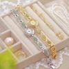 Oval Quartz Waterproof Wristwatch for Women Jade Bracelet Watch