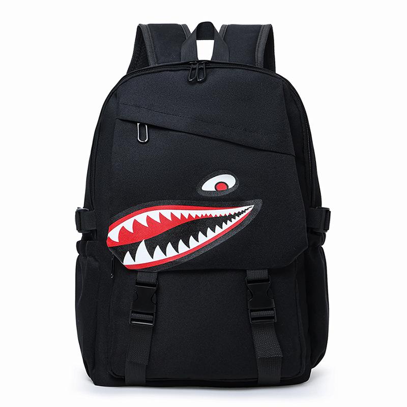 Personalized Graffiti Shark Backpack Korean Version of Male and Female Students Schoolbag Large Capacity Casual Versatile Sports Backpack