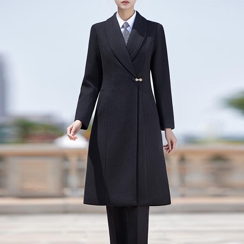 Women's New Chinese Style Padded Wool Blend Professional Long Coat