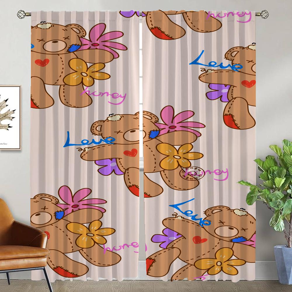 

Halloween Decoration Bear Blackout Curtains for Living Room Tulle for Bedroom Partition Home Interior Curtains 2 Pieces Shades W50xH70cmx2pcs-CL