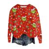 Women's Fashion Round Neck Pullover Top Long Sleeve Tee Christmas Printed Sweatshirt