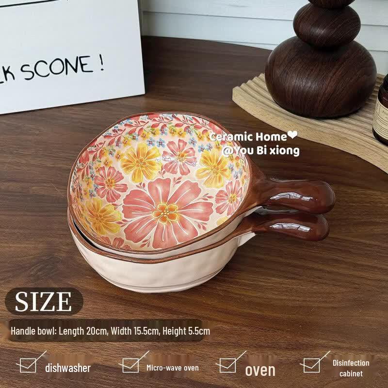 Cartoon Ceramic Handle Salad & Baking Bowl
