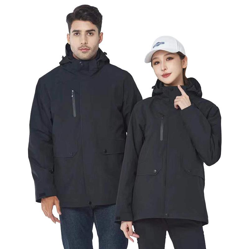 Outdoor Jacket Three-in-one Removable Liner Mountaineering Clothing Autumn and Winter Hooded Windproof and Waterproof Overalls Two-piece Set