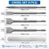 4pcs Round Shank Chisel Bit Set SDS Plus Shank Electric Hammer Bit  For Concrete Structure