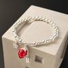 2025 New Arrival Trendy Strawberry Charm Bracelet for Women Square Brand Silver Color Flower Luxury Jewelry Birthday Gifts