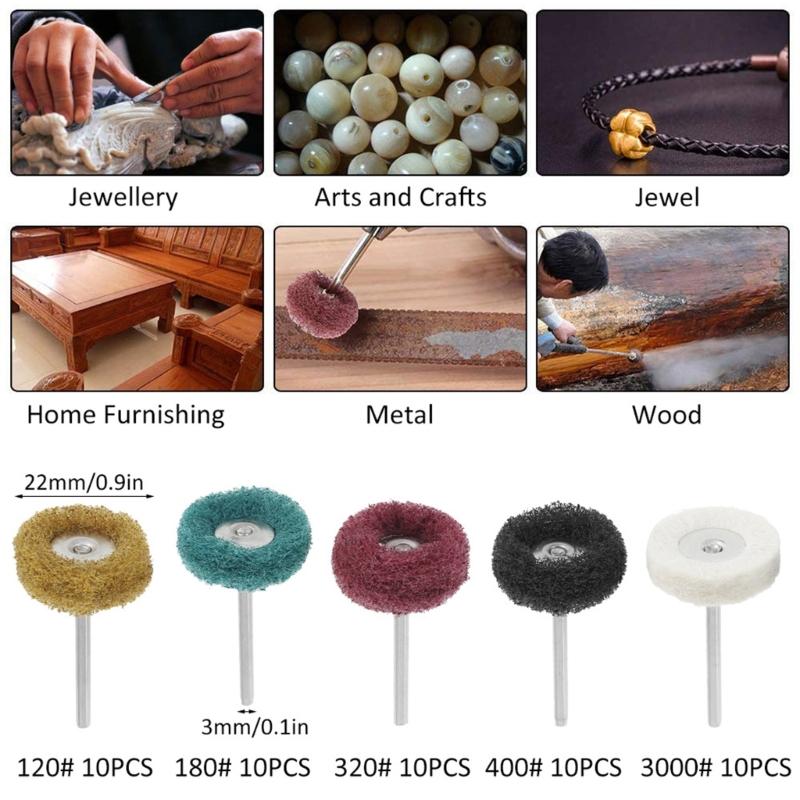 100pcs Abrasive Wheels Nylon Abrasive Buffing Wheels Nylon Polishing Brushes Suitable for Various Tools Jewellery Crafts