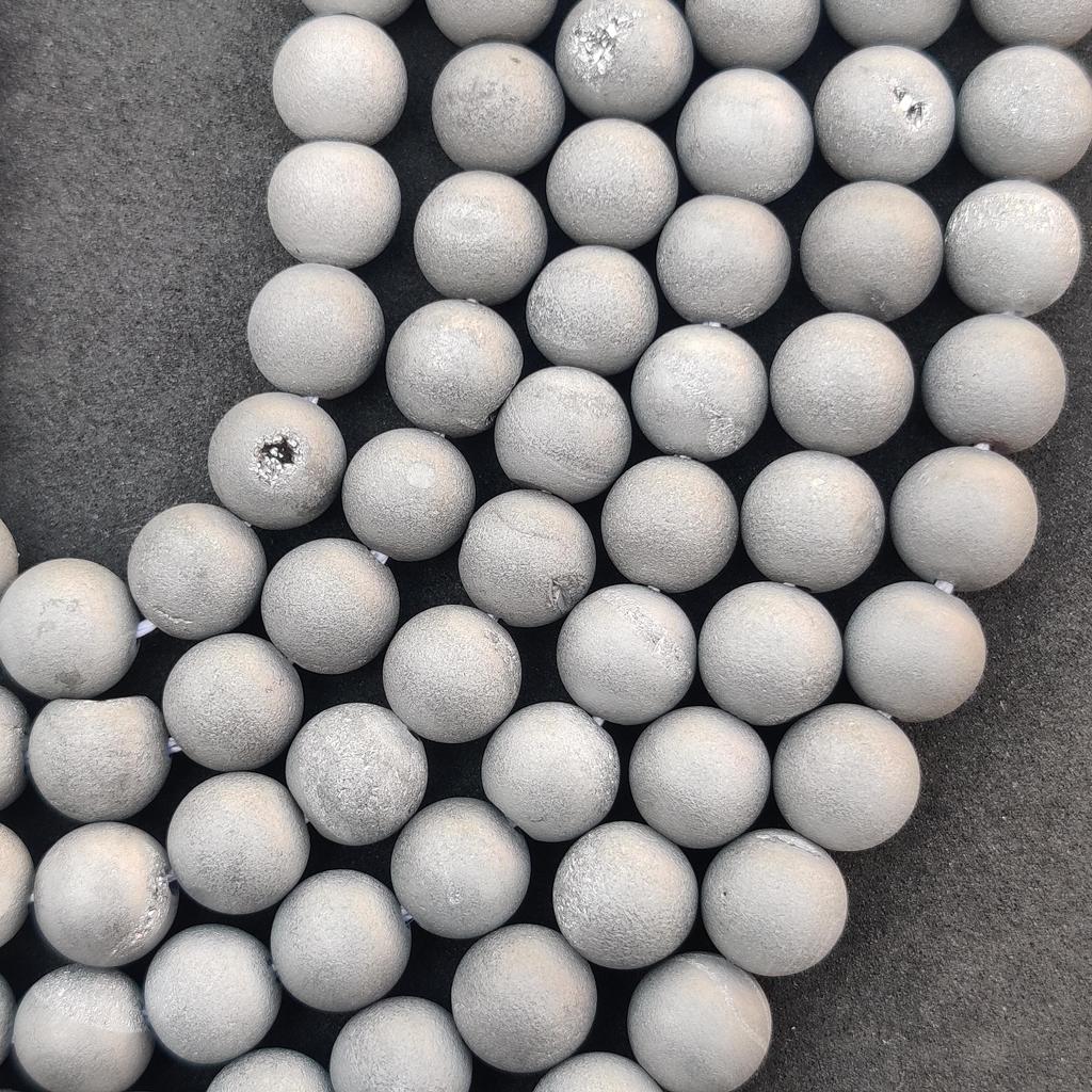 Matný povrch přírodní šedé korálky Druzy Achát, 6 mm 8 mm Korálky velikosti 10 mm, hladké kulaté korálky, 14-15,5 palcové korálky.