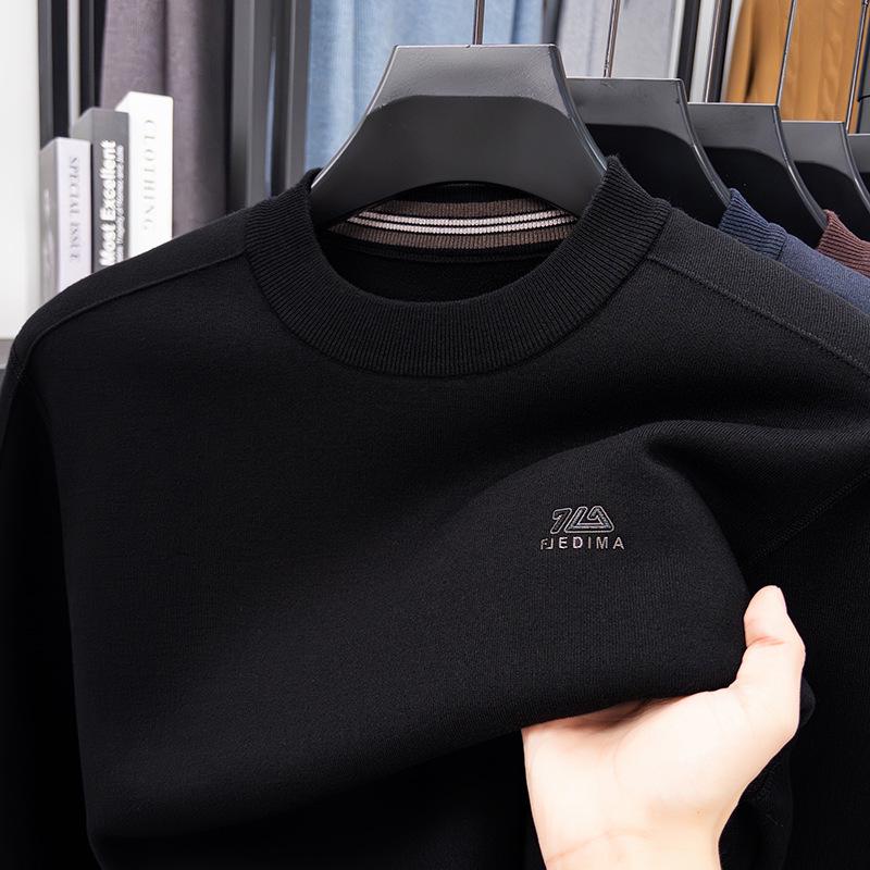 Men's Plus Velvet Thick Knit Sweater - High Elasticity, Anti-Pilling, Skin-Friendly, Loose Fit Base Layer for Autumn/Winter